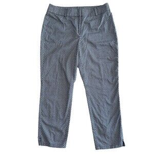 Ann Taylor Curvy Capri Ankle Straight Pants Size 6 Navy Blue & White Geometric